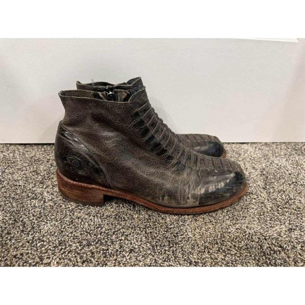 John Fluevog ‘BABETTE’ Leather Faux Lace Inside Zip Ankle Boots Women US 11 - Picture 2 of 7